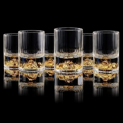 DUJUST Goldberg-Schnapsgläser (45 ml), Kristall-Set mit 24K Goldberg, BPA