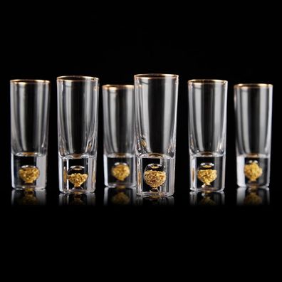 DUJUST Kristall Schnapsgläser (6cl) mit 24K Blattgoldflocken verziert, BPA-frei