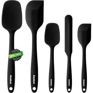 Anaeat Silikon-Spatel-Set, 5-teilig - Nahtloses Design, Antihaft, BPA-frei