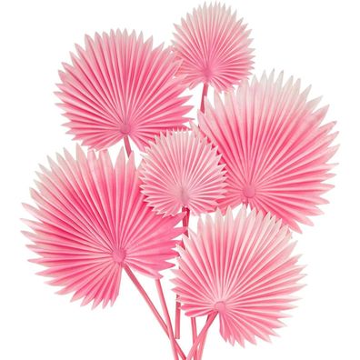 Briful 6er Set Rosa Tropische Kunst-Palmenblätter mit biegsamem Stiel für Deko