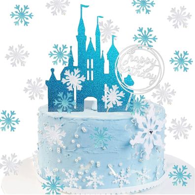 HCRXVV Schloss Tortendeko Prinzessin Cake Topper, Frozen Schneeflocken