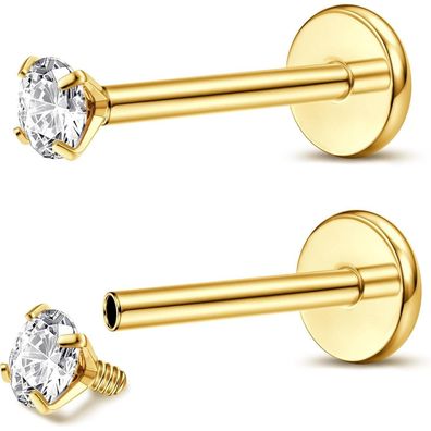 Adramata 2Stk G23 Titan Labret Piercing mit Innengewinde, Medusa