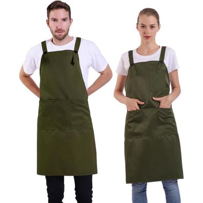 BIGHAS Schürze mit Tasche für Damen und Herren, verstellbar, bequem für Küche