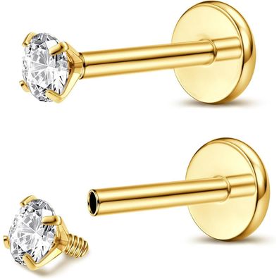 Adramata 2Pcs G23 Titan Labret Piercing mit Innengewinde, Medusa