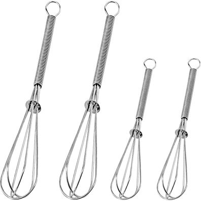 Anaeat Mini-Schneebesen Set (4er), Edelstahl, robust, 13 cm + 18 cm