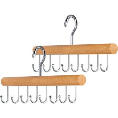GmeDhc 2 Stück Gürtelaufbewahrung aus Holz mit 8 Haken für Kleiderschrank, BH