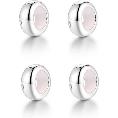 GW 4x 925 Sterling Silber Stopper Charms mit Gummi Clip für Bead Charm Armbänder