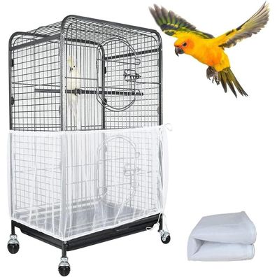 ASOCEA Großer Vogelkäfig-Samenkäfig Abdeckung aus Nylon-Netz, verstellbar, für