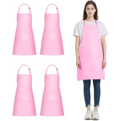 atopo 4er Kochschürzen Set Schwarz Wasserdicht mit 2 Taschen und verstellbarem