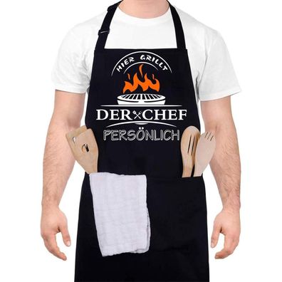 upain Grillschürze Kochschürze Küchenschürze mit Spruch "Hier grillt der Chef