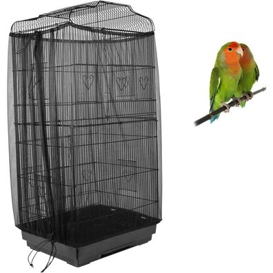 ASOCEA Vogelkäfig Samen- und Federschutz, verstellbare Nylon-Netzabdeckung mit