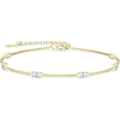 LOUISA SECRET Damen Armband 925 Sterling Silber 14k Vergoldet mit Zirkonia