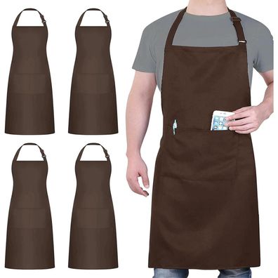 atopo 4x Wasserdichte Kochschürze Schwarz mit 2 Taschen, Verstellbar für Damen