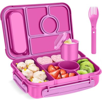 Amathley Brotdose Kinder mit 5 Fächern und Saucenbehälter, 1300ML, BPA-Frei