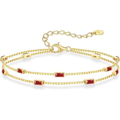 LOUISA SECRET Damen Armband 925 Sterling Silber Gold, doppelt Kette mit