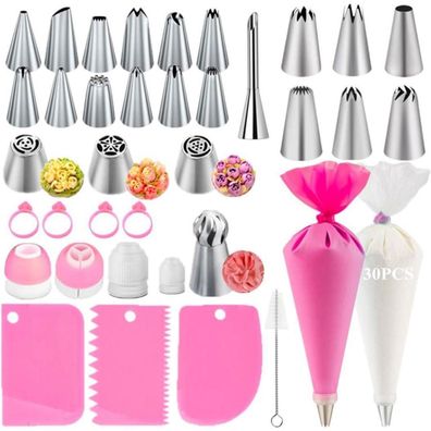 Azomker Spritzbeutel Set mit 6 Tüllen und Zubehör für Tortendekoration (66
