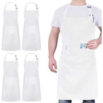 atopo 4er Pack Kochschürzen Schwarz für Damen und Herren, wasserdicht mit 2