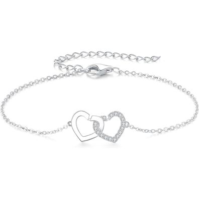 GW Damen Armband mit Herz Anhänger Zirkonia Silber 925 Schmuck Geschenk für