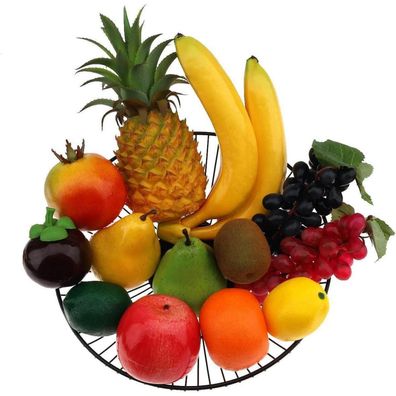 Meiwlong 13er Set Künstliche Früchte Deko - Lebensecht Apfel, Banane, Traube