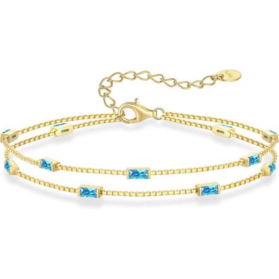 LOUISA SECRET Damen Armband 925 Sterling Silber mit Zirkonia Anhängern, Doppelt