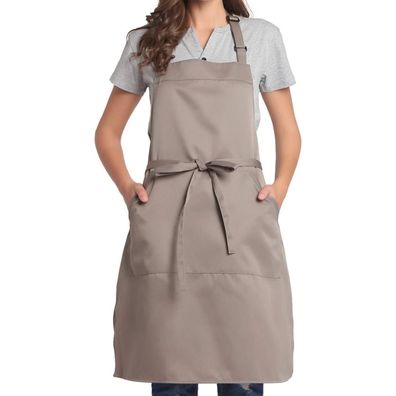 BIGHAS Verstellbare Kochschürze mit Tasche und extra langen Bändern für Damen