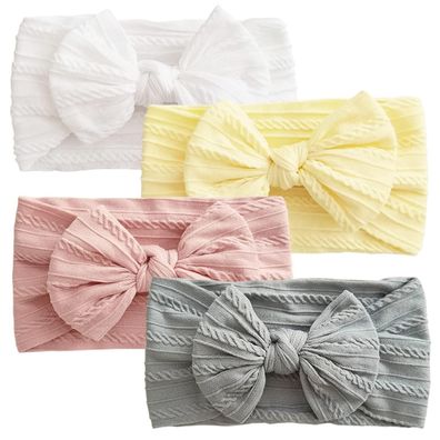 Lectnore 4 Stück Baby Turban Stirnband Mädchen Nylon Schleife Kopfbedeckung