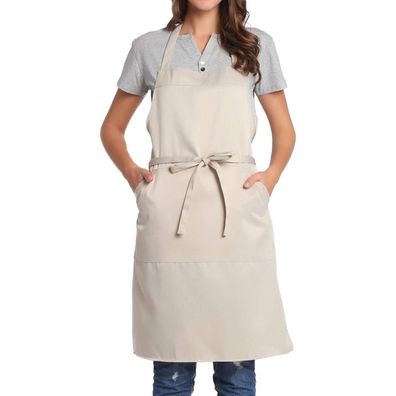 BIGHAS Verstellbare Schürze mit Tasche und extra langen Bändern für Damen und