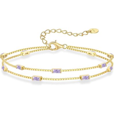 LOUISA SECRET Damen Armband 925 Sterling Silber Gold, doppelt Kette mit