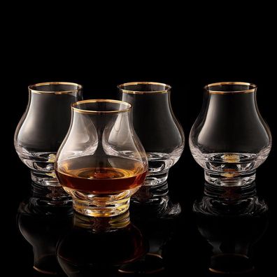DUJUST Whiskygläser 4er Set (205 ml) - Luxuriöse Snifter Gläser mit 24K