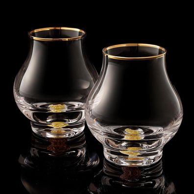 DUJUST Whiskygläser 2er Set (205 ml) - Luxuriöse Snifter Gläser mit 24K