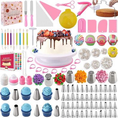 Nifogo 301-teiliges Torten Zubehör Set für Kuchen Dekorieren mit drehbarer