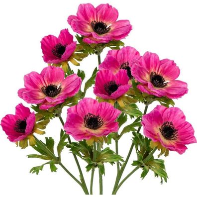 Briful 3er Set Künstliche Anemonen Kunstblumen Rosa, 55 cm Länge, Dekoblumen