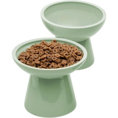CEEFU 2 Erhöhte Keramik-Katzennäpfe, extra breit für Futter und Wasser