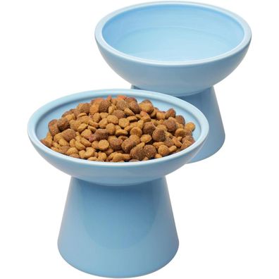 CEEFU 2 extra breite erhöhte Keramik Katzenfutterschüssel, Anti-Erbrechen