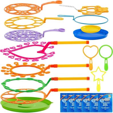 JOYIN Große Seifenblasenstäbe Set (6 Stück) mit Seifenblasenlösung für Kinder