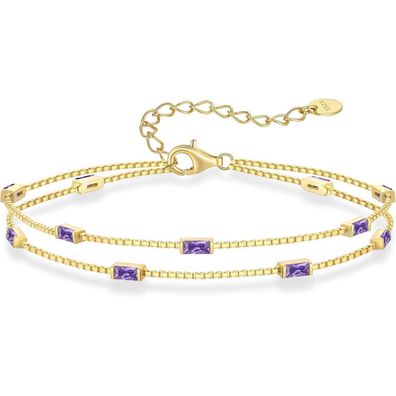 LOUISA SECRET Damen Armband 925 Sterling Silber Gold, doppelt Kette mit
