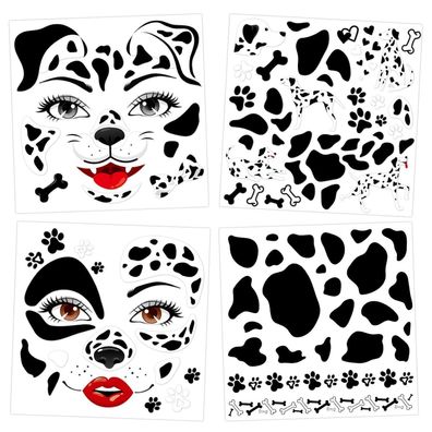 HOWAF 4 Bögen Dalmatiner Gesichtstattoo Tattoos - Perfekt für Karneval