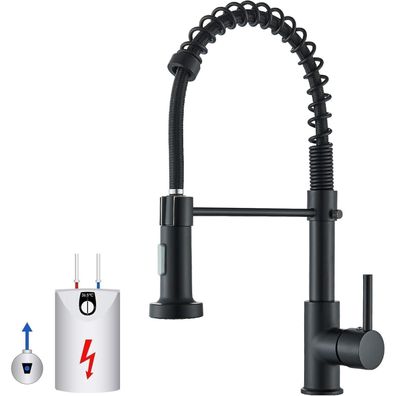 Hbronzeshower Niederdruck Küchenarmatur Schwarz, Ausziehbar, 360° Schwenkbar