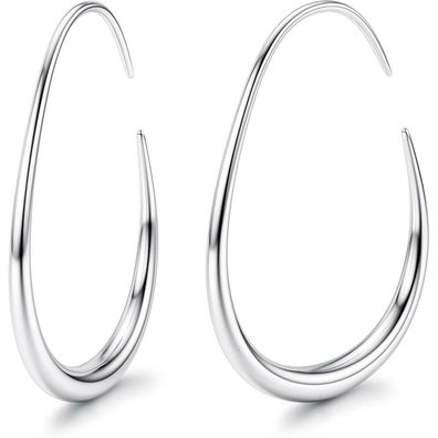 Adramata Damen Creolen Ohrringe Edelstahl 18 Karat Vergoldet, Oval