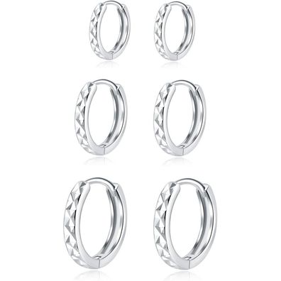 Josfeva Creolen Silber 925 Sterling Silber Damen Ohrringe Set, 3 Paar Klein