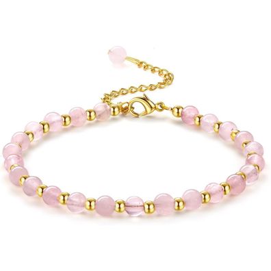 Adramata Perlenarmband für Damen 5MM Naturstein Armbänder 3MM Edelstahl