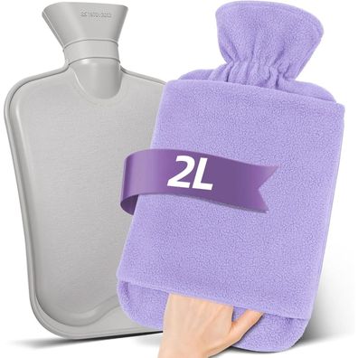 MUPAS Wärmflasche 2L mit Fleecefutter und Handtasche - Auslaufsicher