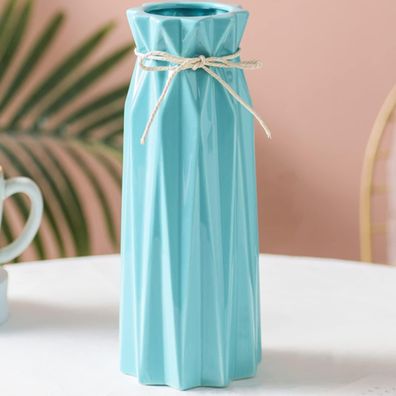 Disoza Keramik Vase Modern Vintage Blau, Tischdeko für Wohnzimmer, Büro, Küche