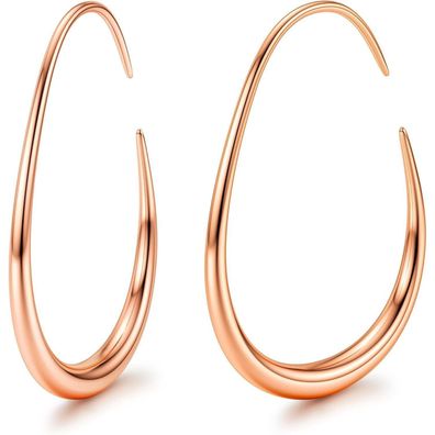Adramata Damen Creolen aus Edelstahl - 18 Karat Gold/Weißgold/Roségold, Oval