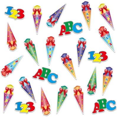 HOWAF 24 Stück Buntes Einschulungs-Konfetti für Tischdeko, Schulanfang, ABC