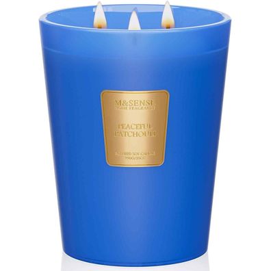 M&SENSE Duftkerze groß im Glas, Patchouli & Sandelholz, 3 Dochte, Sojawachs