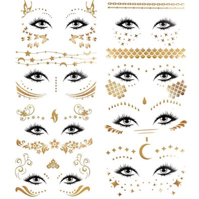 Konsait 8 Stück Metallic Flash Tattoos für Damen und Mädchen - Wasserdichte