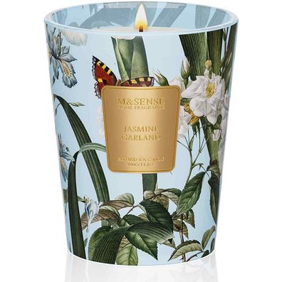 M&SENSE Duftkerze Jasmin im Glas | 400g Sojawachskerze mit 75 Std. Brenndauer
