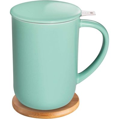 CEEFU Porzellan-Teetasse mit Teesieb und Deckel, 473 ml, mintgrün