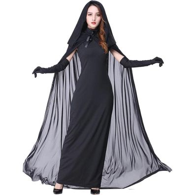 Myir Halloween Kostüm Damen Schwarze Geisterbraut Böse Königin Vampir Lange